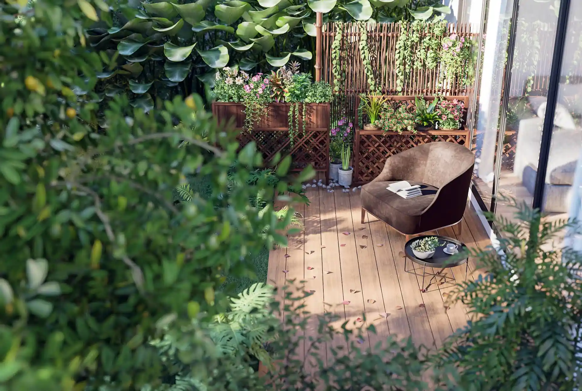 Aangelegde tuin met planten en een Jardiplants-boordsteen